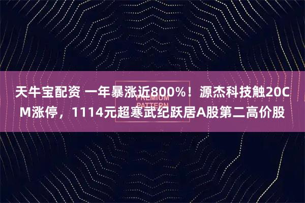 天牛宝配资 一年暴涨近800%!源杰科技触20CM涨停,1114元超寒武纪跃居A股第二高价股